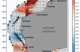 Chart showing Western Australia and grid of predicted fish abundance.