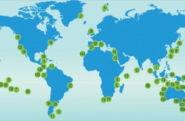 World map showing locations of Reef Life Surveys.