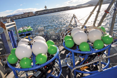 Scientific survey equipment on wharf in Hobart. 